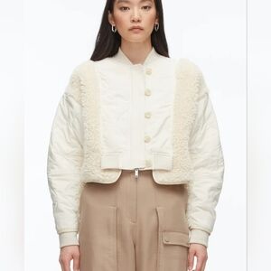 3.1 Phillip Lim Cropped Sherpa Combo Bomber